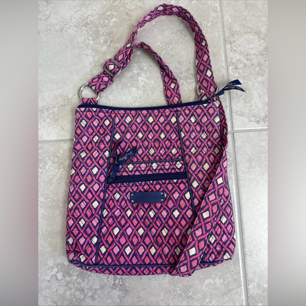 Vera Bradley Katalina Pink Diamonds Hipster Crossbody Handbag/Purse Bag
